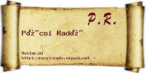 Pécsi Radó névjegykártya